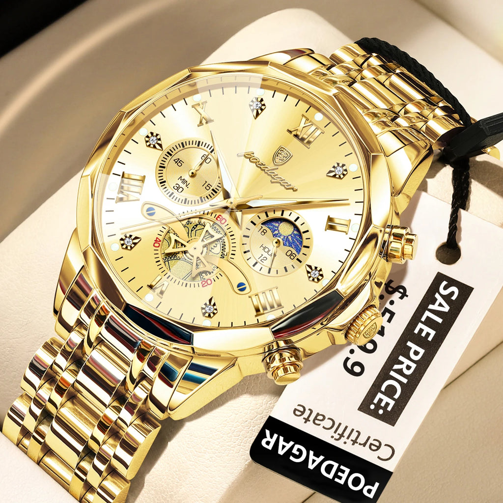 Elevate Your Style with the Luxury Men's Waterproof Chronograph Watch Featuring a Luminous Dial and Durable Stainless Steel Design