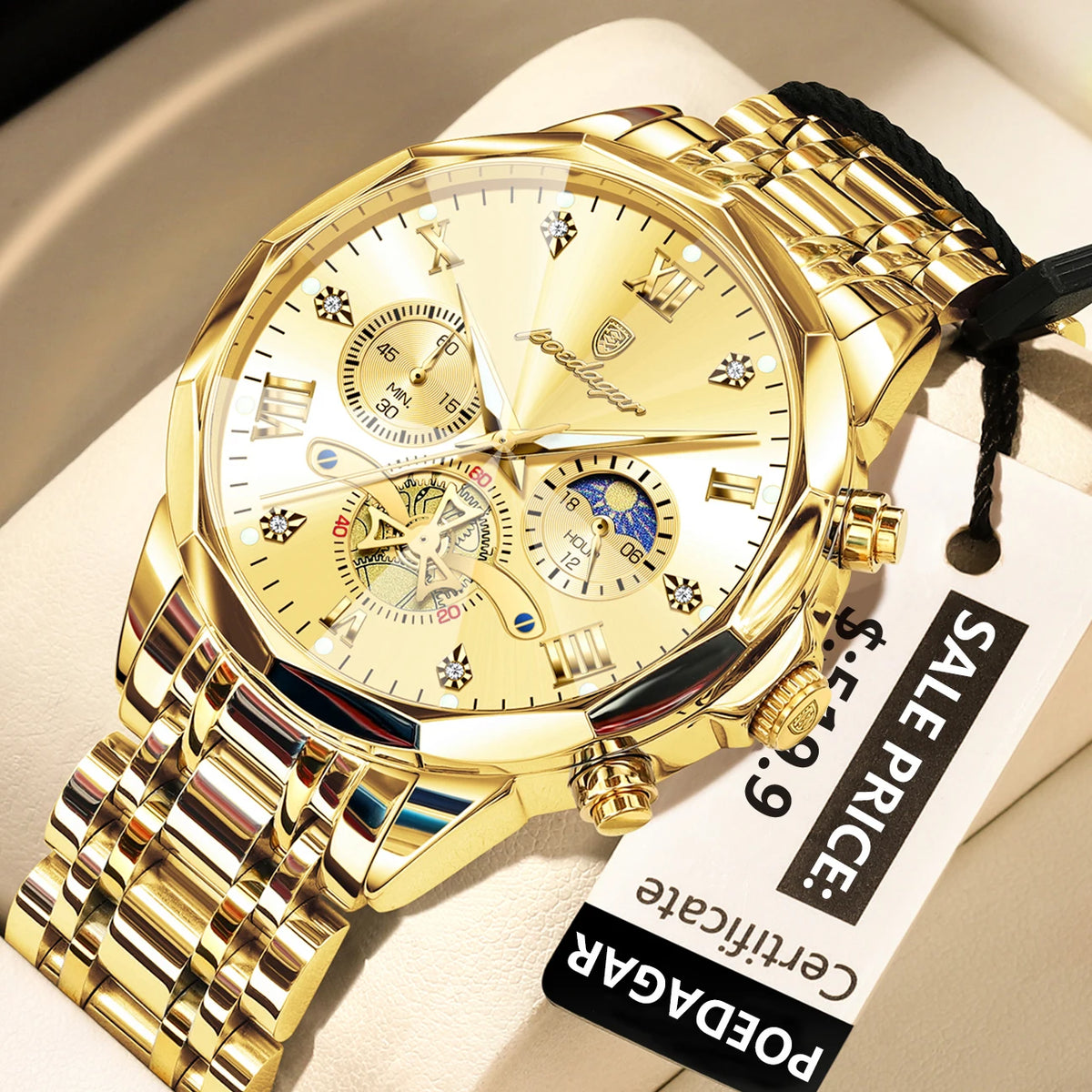 Elevate Your Style with the Luxury Men's Waterproof Chronograph Watch Featuring a Luminous Dial and Durable Stainless Steel Design