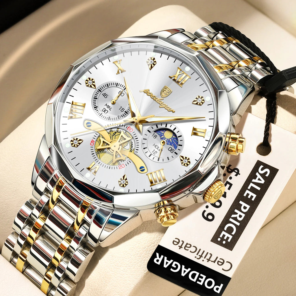 Elevate Your Style with the Luxury Men's Waterproof Chronograph Watch Featuring a Luminous Dial and Durable Stainless Steel Design
