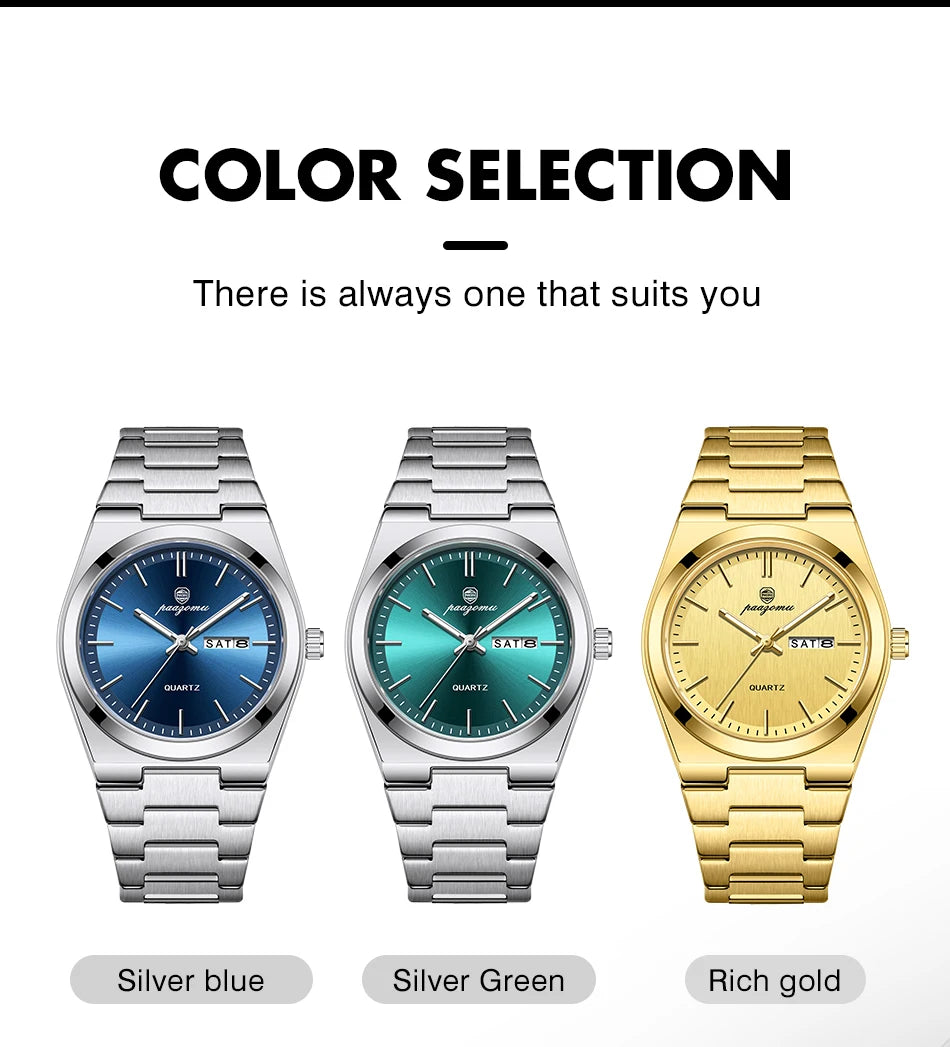 Reloj de pulsera PAAZOMU de cuarzo de lujo para hombre, relojes deportivos para hombre, Reloj luminoso resistente al agua con fecha y semana, Reloj de acero inoxidable para hombre + caja Tu tienda rápida