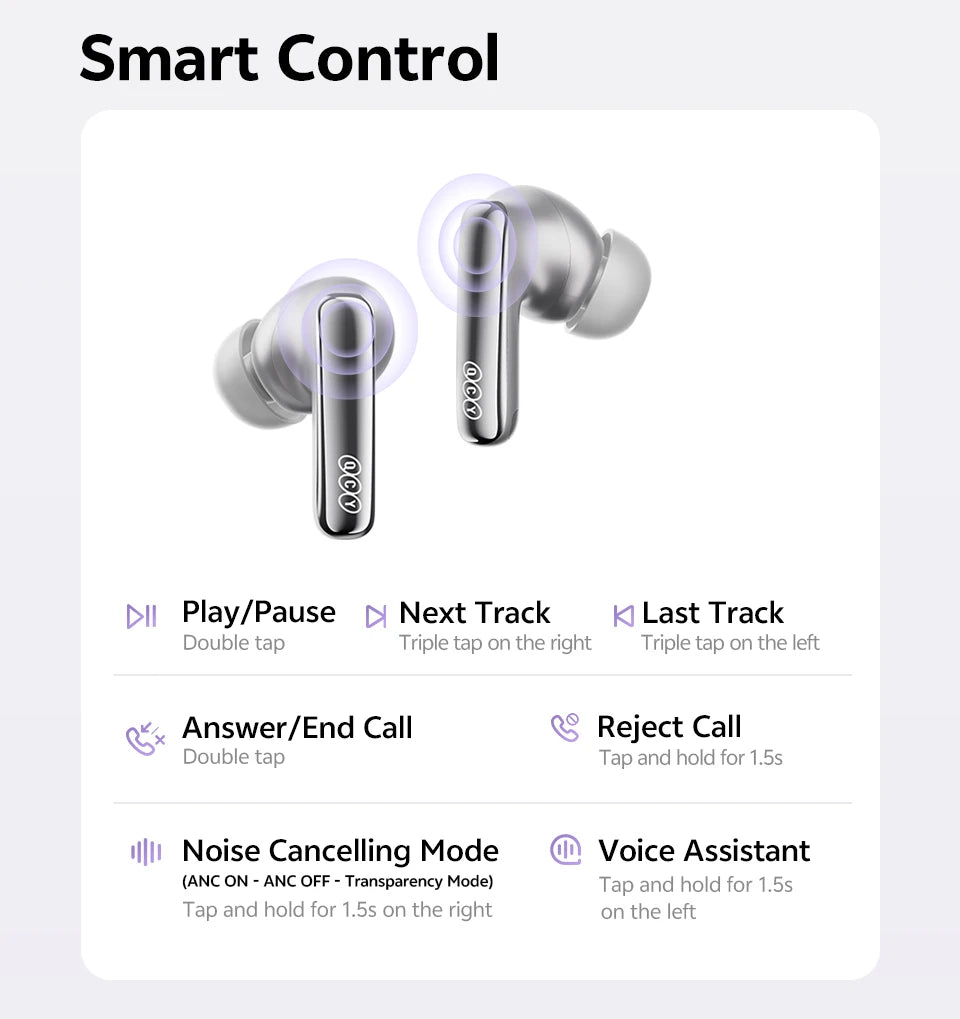 QCY MeloBuds N70 ANC Auriculares inalámbricos Bluetooth 6.0 con cancelación de ruido adaptativa, audio LDAC de alta resolución, 6 micrófonos, 50 horas de reproducción, carga inalámbrica, detección intraaural Tu tienda rápida
