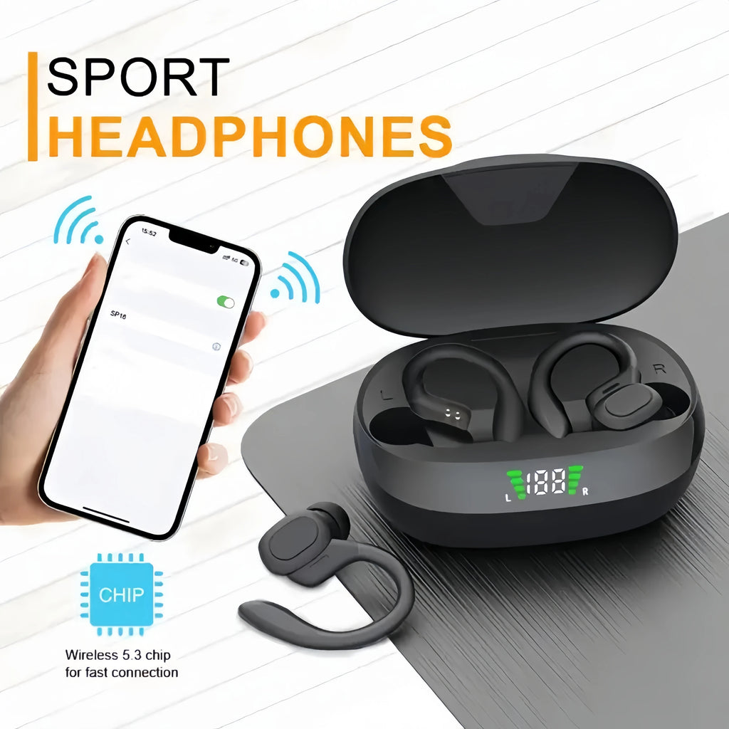 Auriculares inalámbricos verdaderos, auriculares Tws con micrófono, auriculares deportivos con clip, auriculares intrauditivos estéreo con pantalla LED Tu tienda rápida
