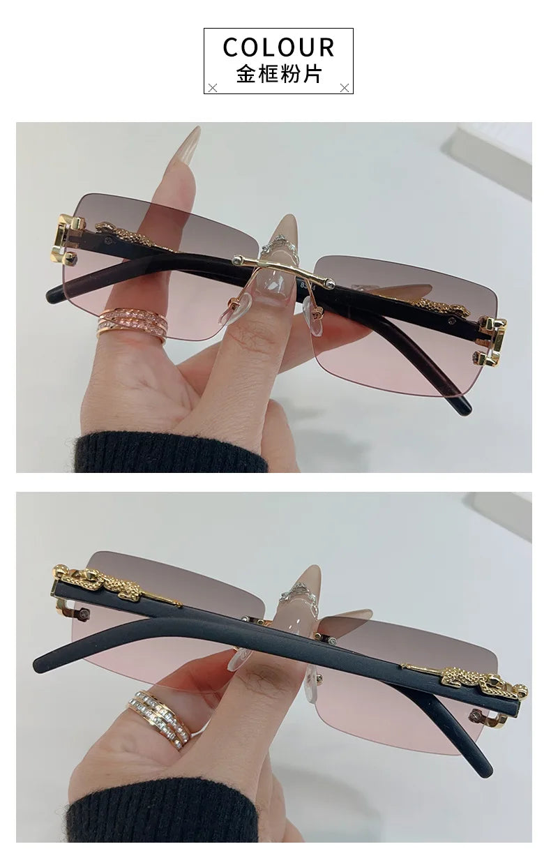 1 unidad de gafas de sol a la moda para hombres y mujeres, gafas de sol rectangulares sin marco personalizadas para la vida diaria, gafas de sol vintage para hombre Tu tienda rápida