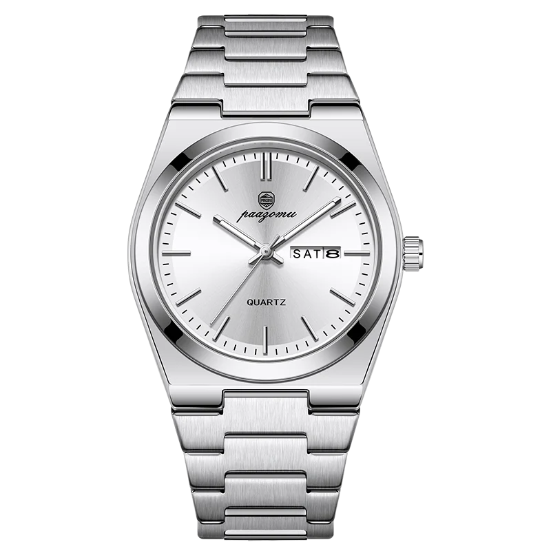 Reloj de pulsera PAAZOMU de cuarzo de lujo para hombre, relojes deportivos para hombre, Reloj luminoso resistente al agua con fecha y semana, Reloj de acero inoxidable para hombre + caja Tu tienda rápida