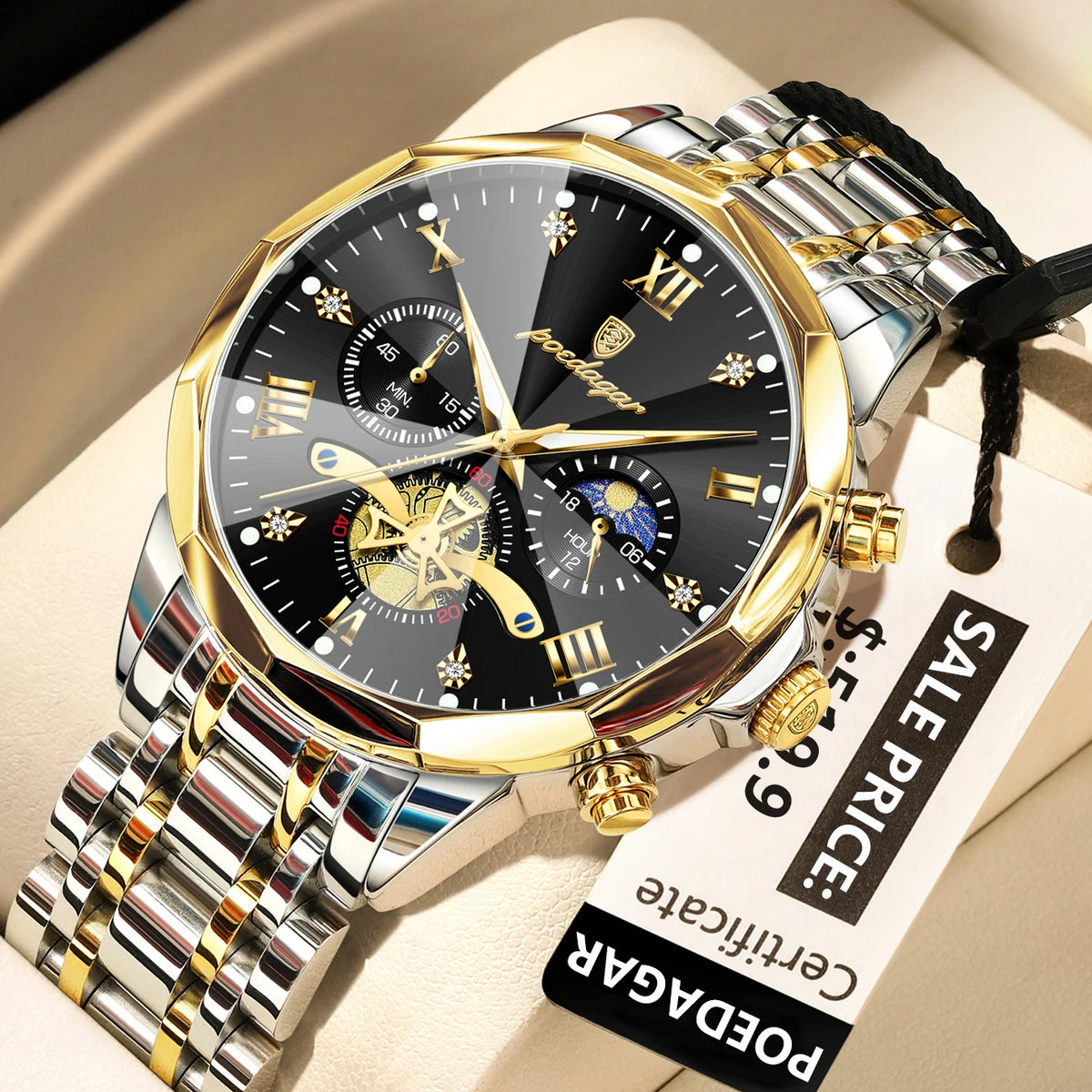 Elevate Your Style with the Luxury Men's Waterproof Chronograph Watch Featuring a Luminous Dial and Durable Stainless Steel Design