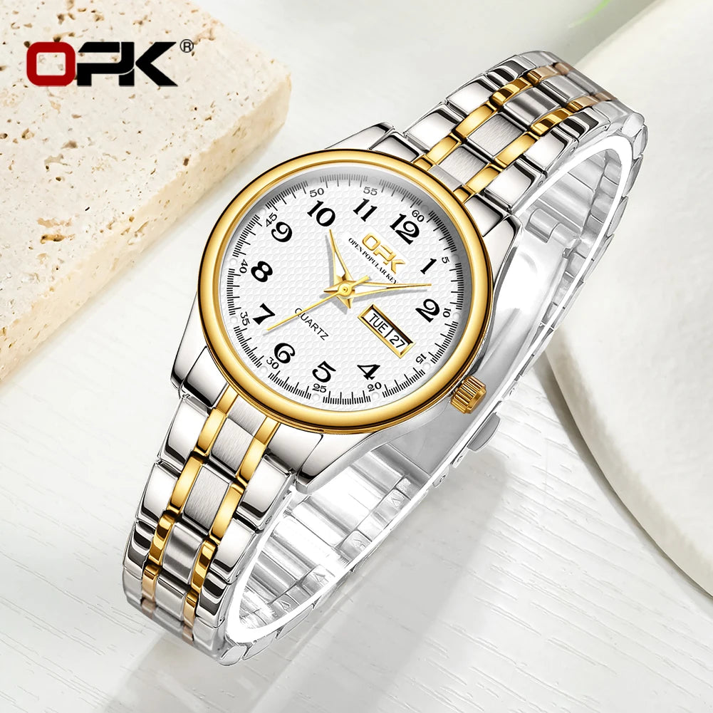 Elevate Your Style with the OPK 8110 Women's Quartz Watch - A Luxurious Waterproof Timepiece with Stainless Steel Elegance