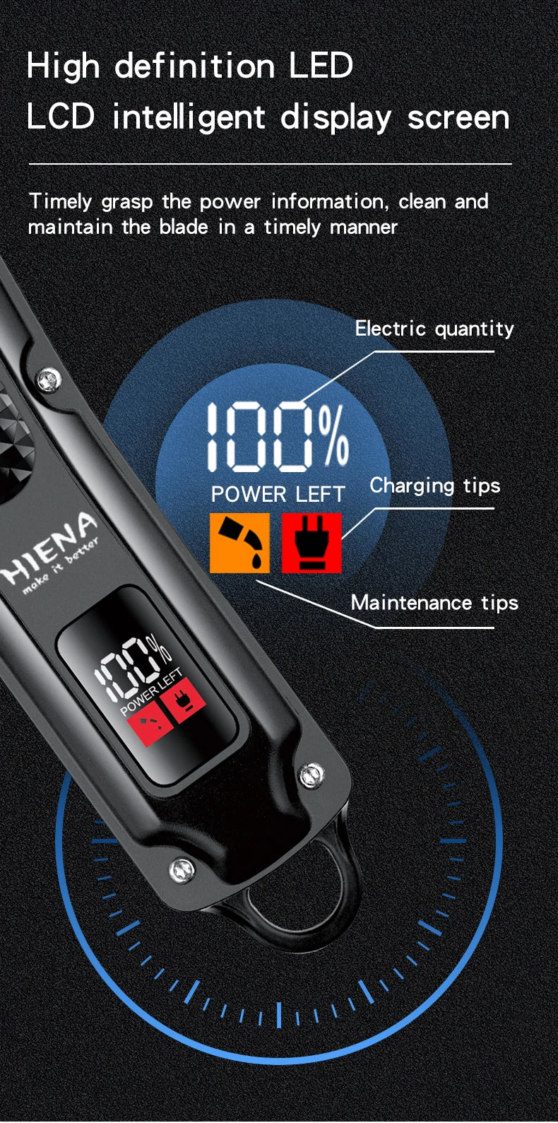 Hiena-cortadora de pelo eléctrica HYN-212 para hombres, herramienta de corte de barba inalámbrica, recargable, potente Tu tienda rápida