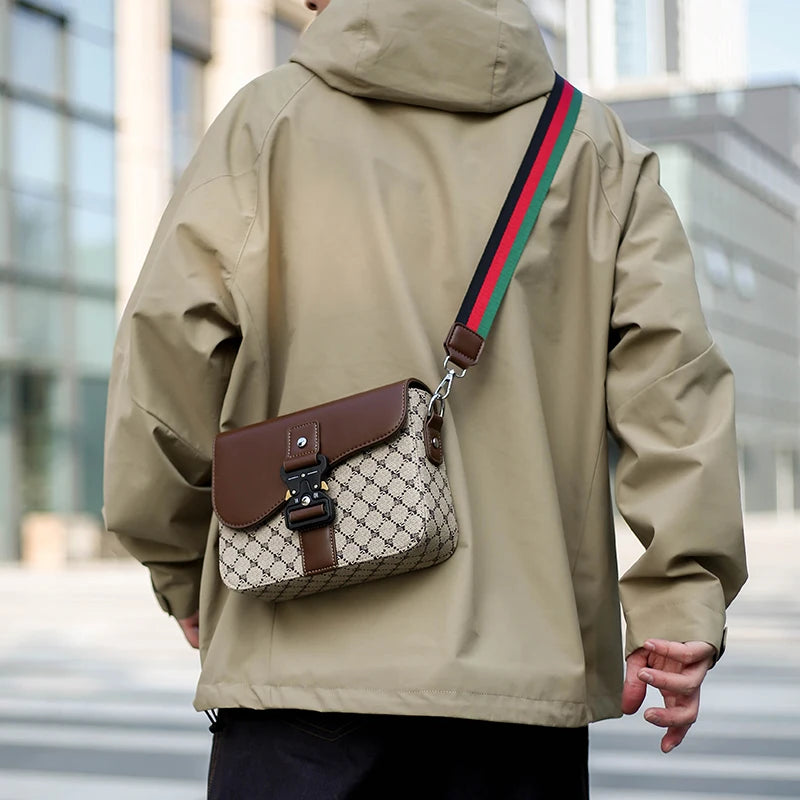 Fashionable Jacquard Pattern Men's Crossbody Bag High-End Casual Shoulder Bag for Commuting Business Waterproof Daily Sling Bag Dropshipman