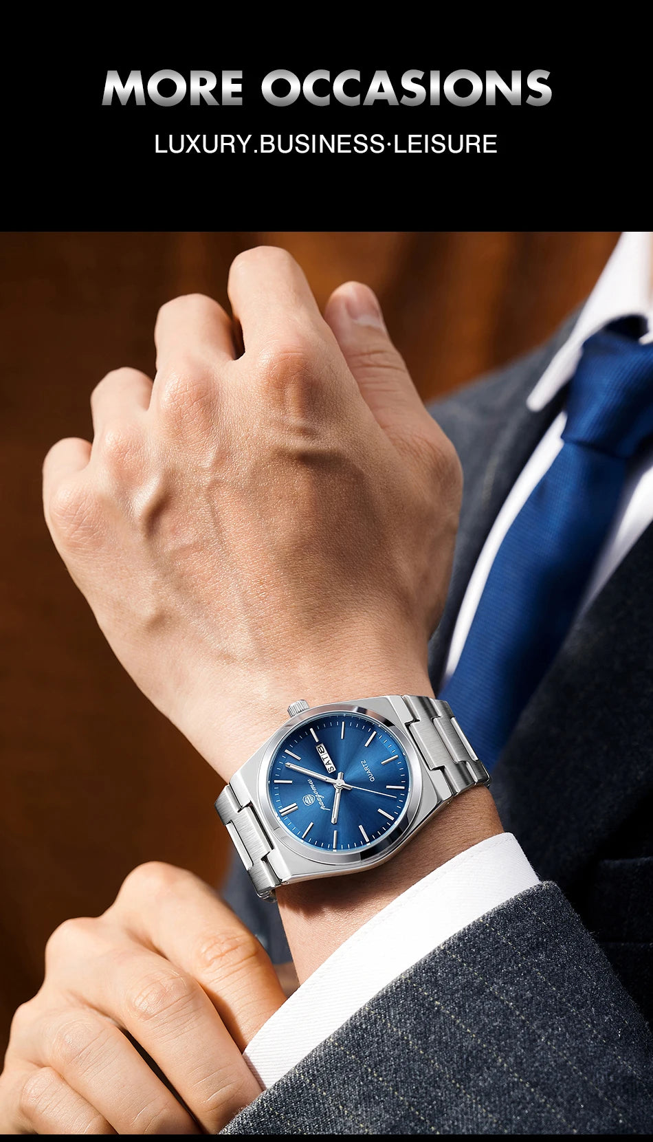 Reloj de pulsera PAAZOMU de cuarzo de lujo para hombre, relojes deportivos para hombre, Reloj luminoso resistente al agua con fecha y semana, Reloj de acero inoxidable para hombre + caja Tu tienda rápida