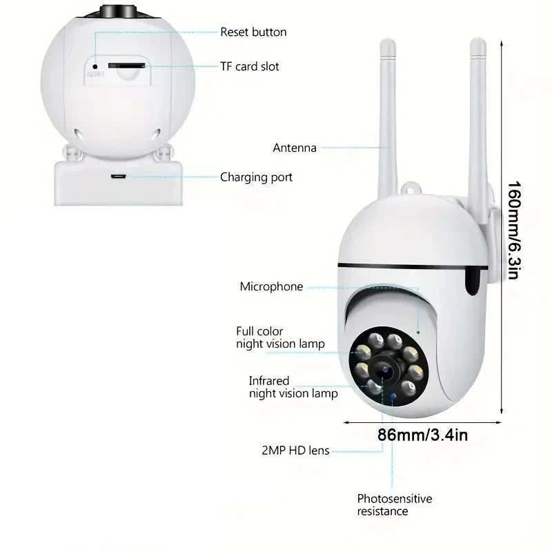 Cámara de Vigilancia Inalámbrica A7 con Intercomunicador de 360 Grados, Cámara de Seguridad para el Hogar 1080P, Cámara de Visión Nocturna HD Remota, Monitor para Hogar Inteligente Tu tienda rápida