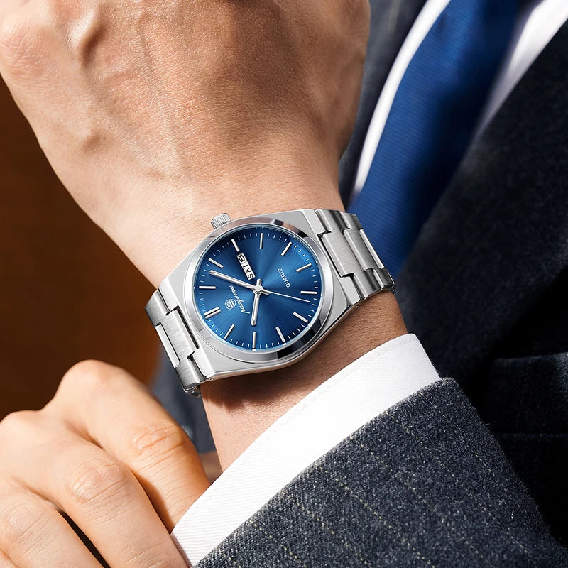 Reloj de pulsera PAAZOMU de cuarzo de lujo para hombre, relojes deportivos para hombre, Reloj luminoso resistente al agua con fecha y semana, Reloj de acero inoxidable para hombre + caja Tu tienda rápida