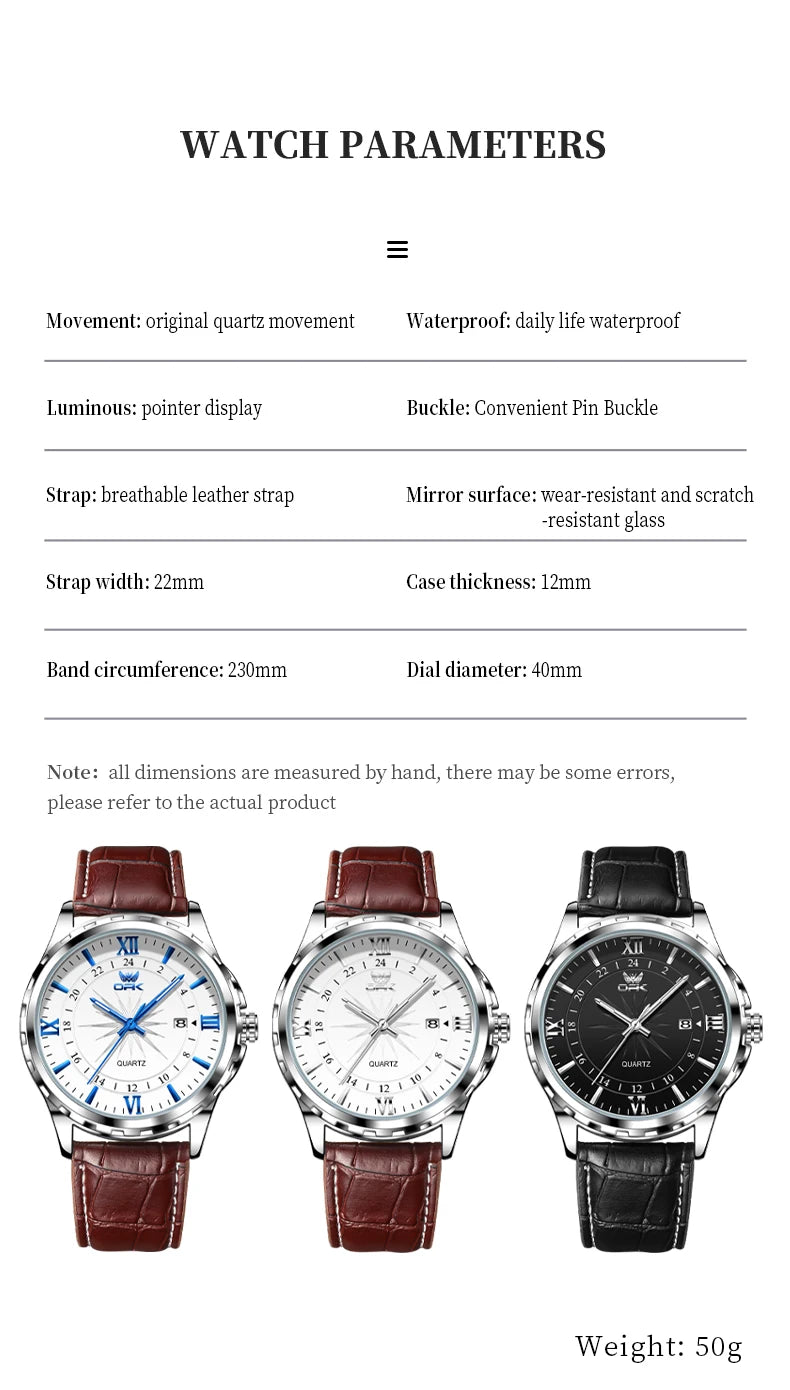 Reloj de cuarzo para hombre con doble calendario y correa de acero marca OPK 6003 Tu tienda rápida