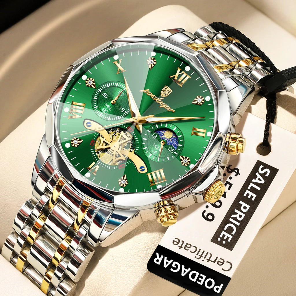 Elevate Your Style with the Luxury Men's Waterproof Chronograph Watch Featuring a Luminous Dial and Durable Stainless Steel Design