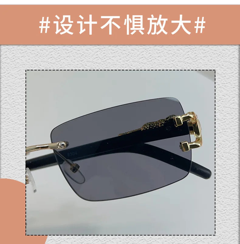 1 unidad de gafas de sol a la moda para hombres y mujeres, gafas de sol rectangulares sin marco personalizadas para la vida diaria, gafas de sol vintage para hombre Tu tienda rápida