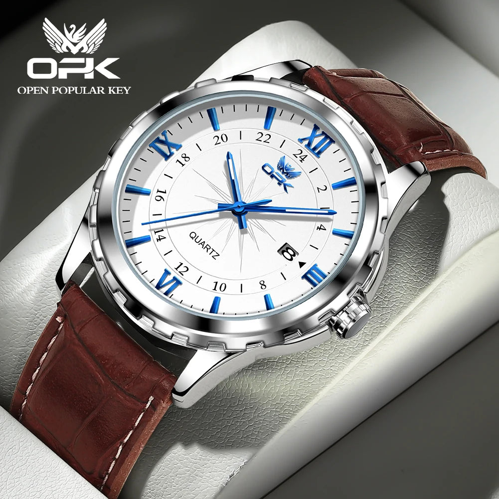 Reloj de cuarzo para hombre con doble calendario y correa de acero marca OPK 6003 Tu tienda rápida