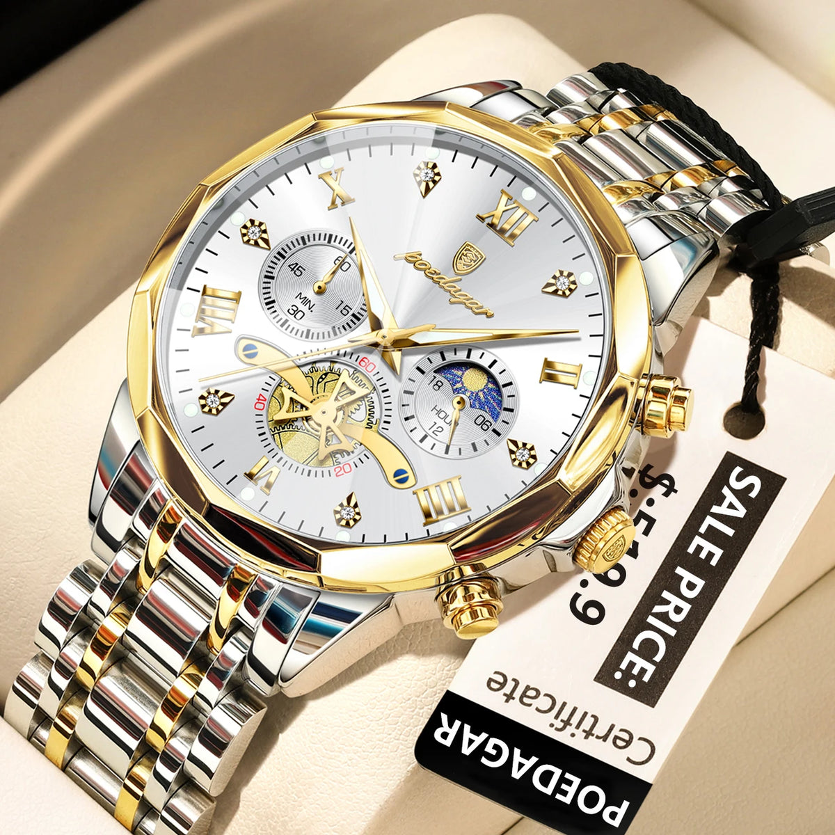 Elevate Your Style with the Luxury Men's Waterproof Chronograph Watch Featuring a Luminous Dial and Durable Stainless Steel Design