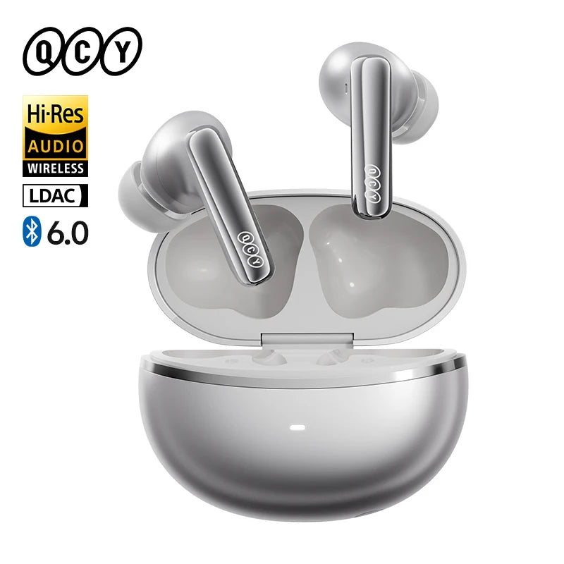 QCY MeloBuds N70 ANC Auriculares inalámbricos Bluetooth 6.0 con cancelación de ruido adaptativa, audio LDAC de alta resolución, 6 micrófonos, 50 horas de reproducción, carga inalámbrica, detección intraaural Tu tienda rápida
