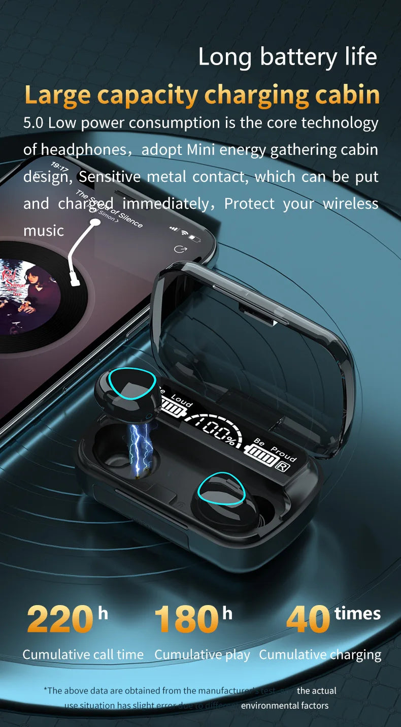 Nueva llegada M10 auriculares inalámbricos de alta calidad auriculares con sonido perfecto juego deportivo música BT auriculares con banco de energía Tu tienda rápida