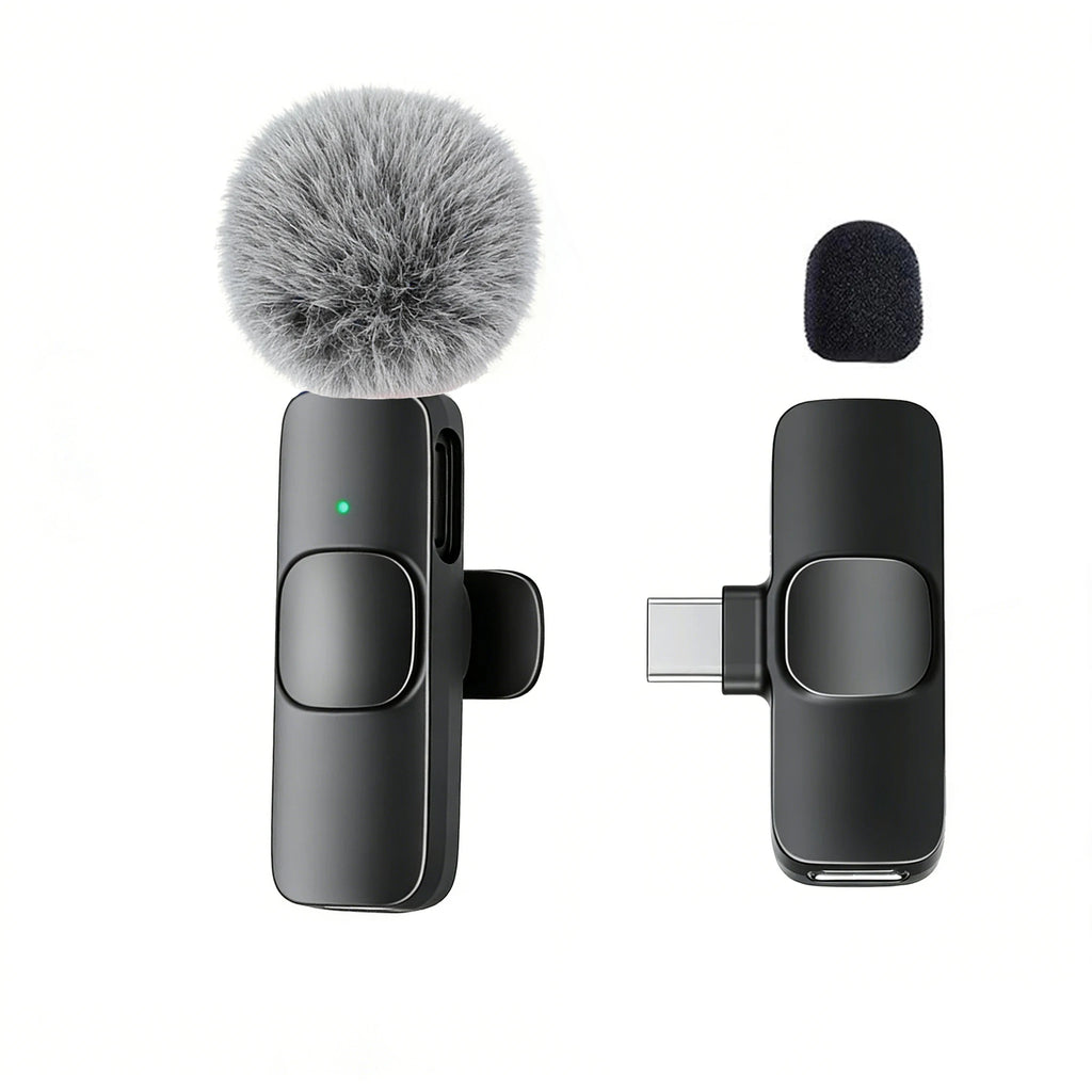 Micrófono Lavalier Inalámbrico Profesional con Puerto Tipo-C para Teléfonos Inteligentes, Computadoras, Tabletas, Conexión Plug and Play Tu tienda rápida