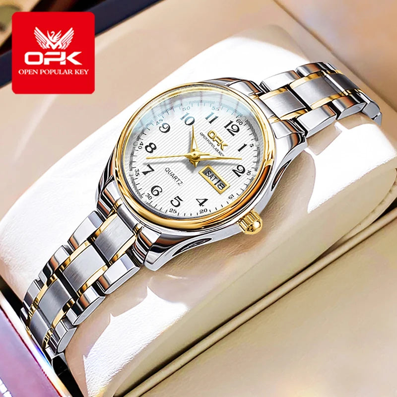 Elevate Your Style with the OPK 8110 Women's Quartz Watch - A Luxurious Waterproof Timepiece with Stainless Steel Elegance
