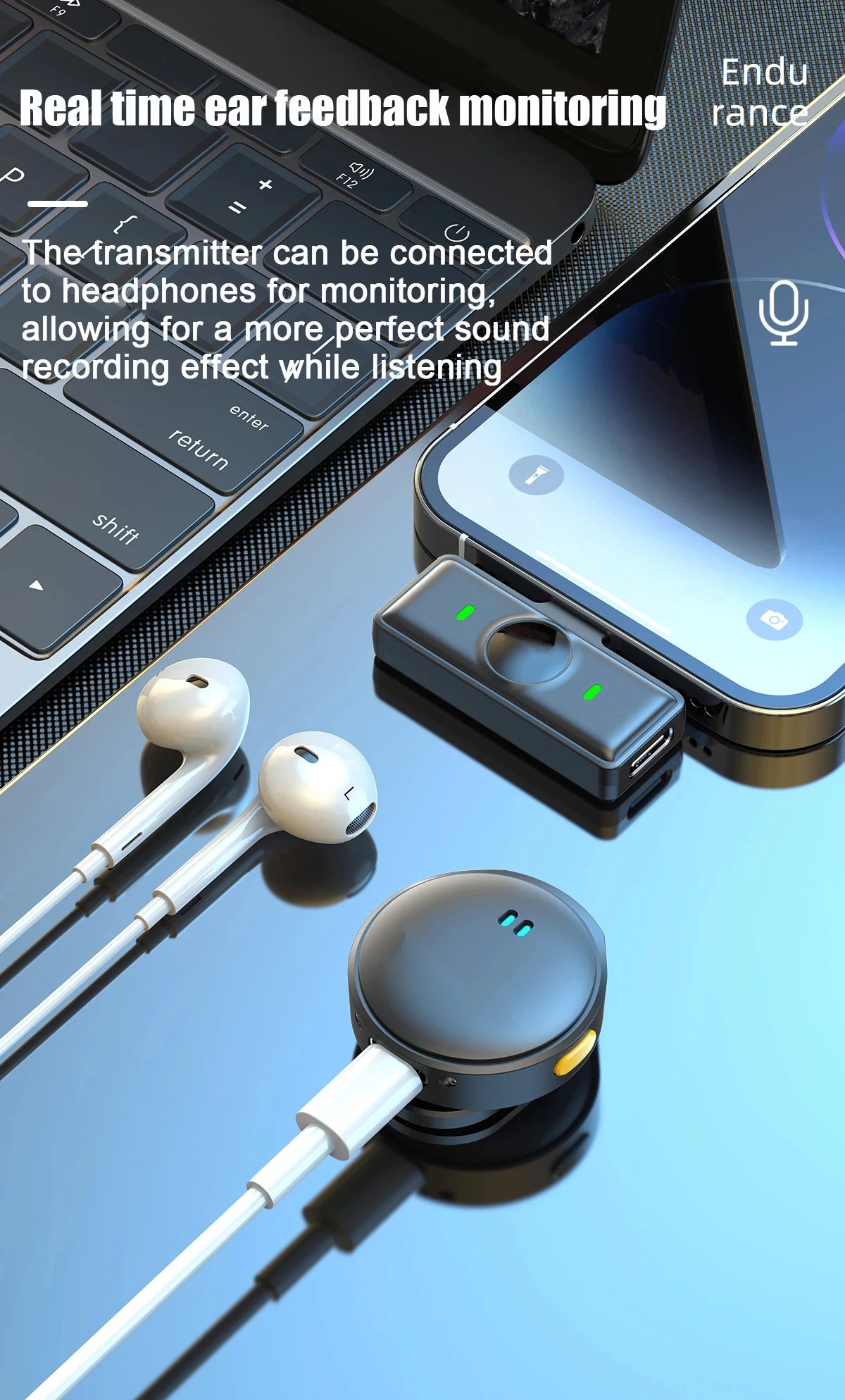 Micrófono Lavalier micrófono inalámbrico de 2,4 GHz micrófono de succión magnética con estuche de carga para grabación de vídeo Plug and Play Tu tienda rápida