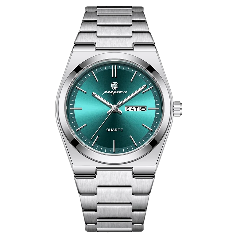 Reloj de pulsera PAAZOMU de cuarzo de lujo para hombre, relojes deportivos para hombre, Reloj luminoso resistente al agua con fecha y semana, Reloj de acero inoxidable para hombre + caja Tu tienda rápida