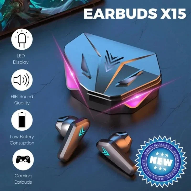Auriculares inalámbricos Bluetooth TWS con pantalla LED, auriculares para jugadores con micrófono, auriculares inalámbricos con cancelación de ruido, auriculares Bluetooth X15 Tu tienda rápida