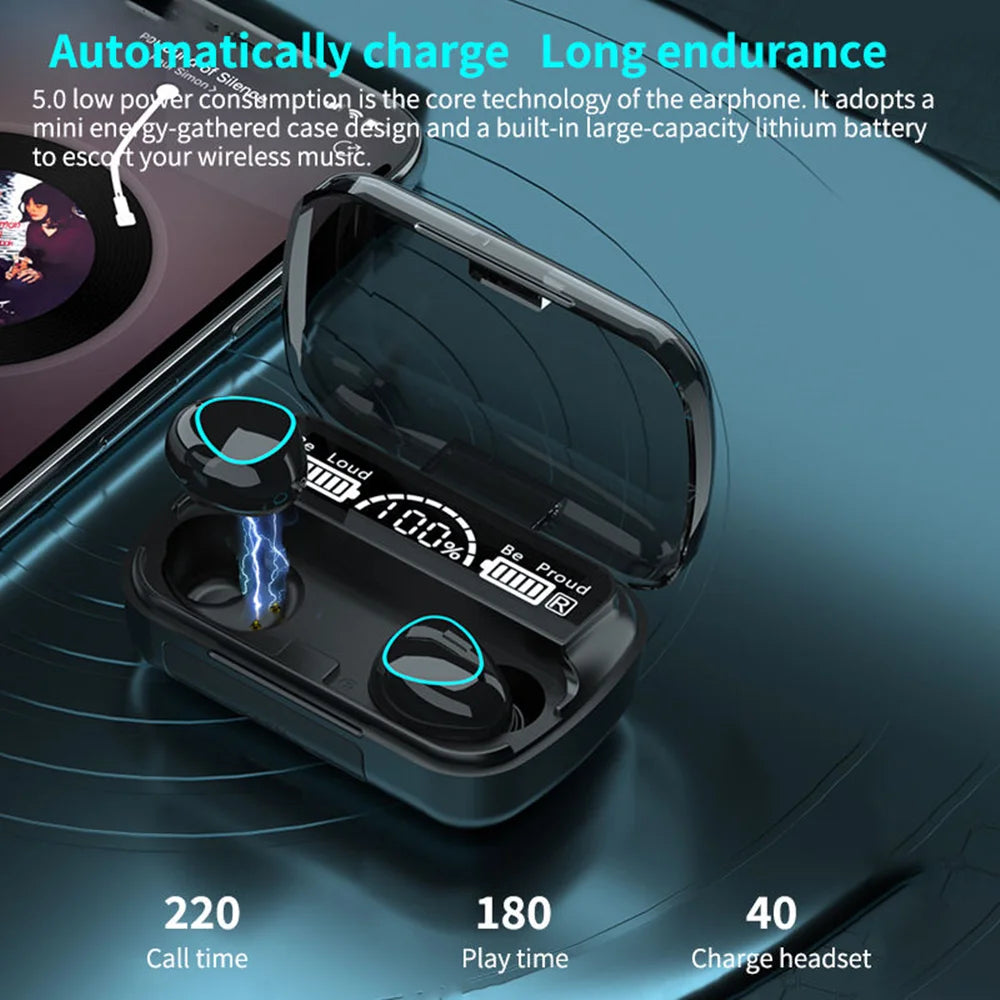 Nueva llegada M10 auriculares inalámbricos de alta calidad auriculares con sonido perfecto juego deportivo música BT auriculares con banco de energía Tu tienda rápida
