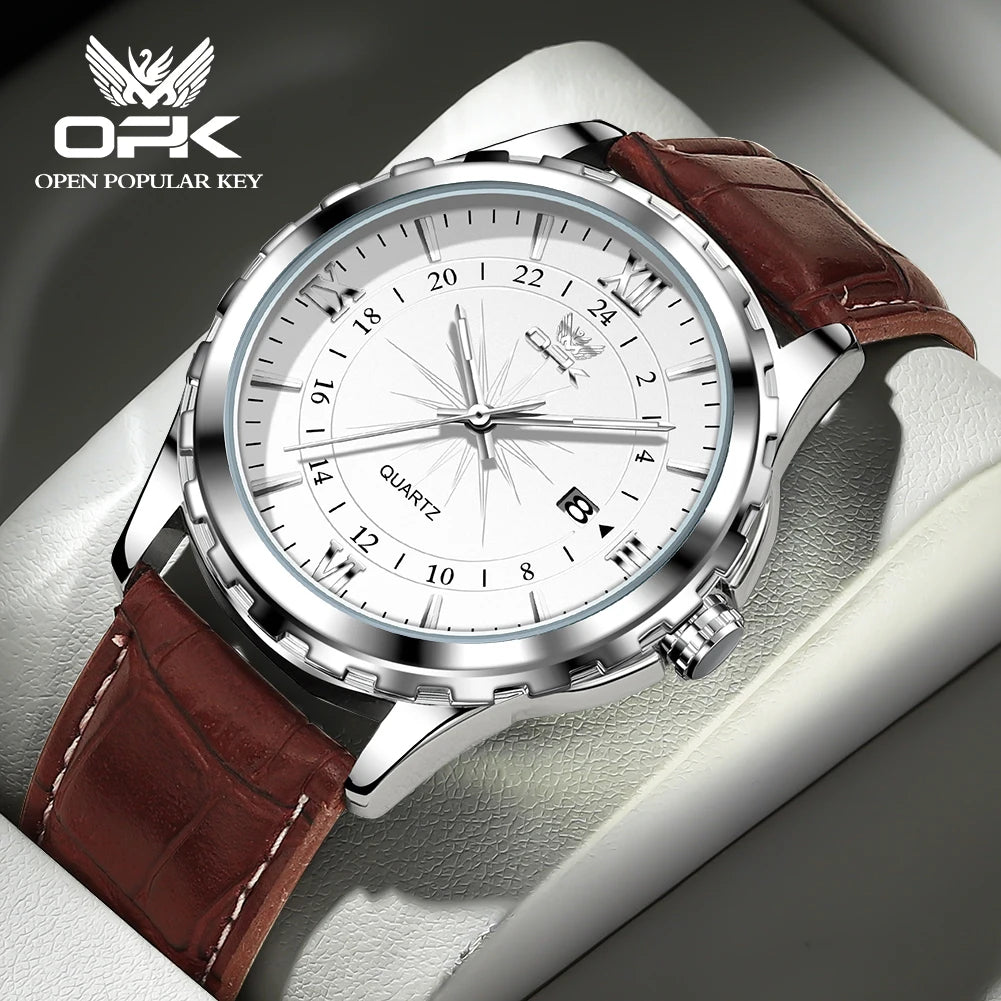 Reloj de cuarzo para hombre con doble calendario y correa de acero marca OPK 6003 Tu tienda rápida