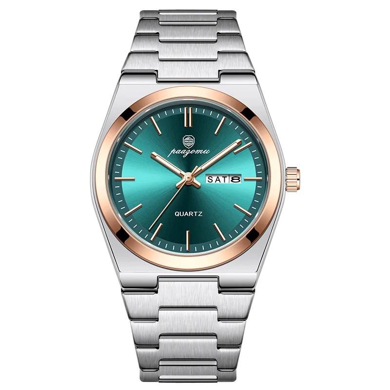Reloj de pulsera PAAZOMU de cuarzo de lujo para hombre, relojes deportivos para hombre, Reloj luminoso resistente al agua con fecha y semana, Reloj de acero inoxidable para hombre + caja Tu tienda rápida