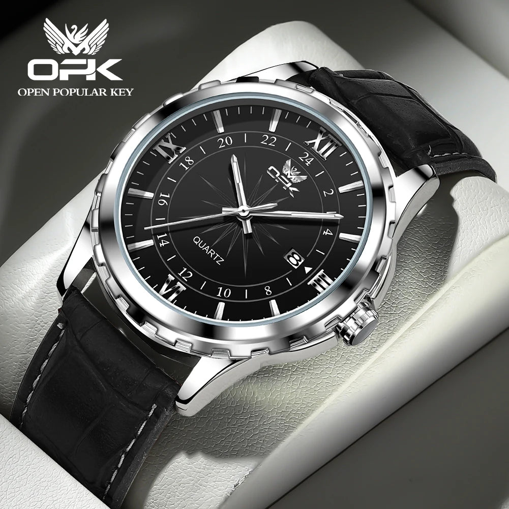 Reloj de cuarzo para hombre con doble calendario y correa de acero marca OPK 6003 Tu tienda rápida