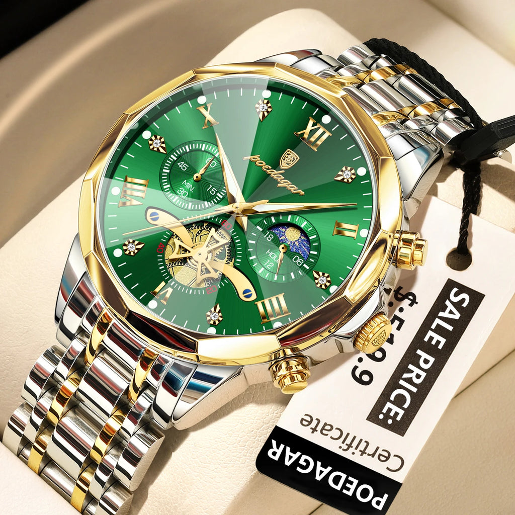 Elevate Your Style with the Luxury Men's Waterproof Chronograph Watch Featuring a Luminous Dial and Durable Stainless Steel Design