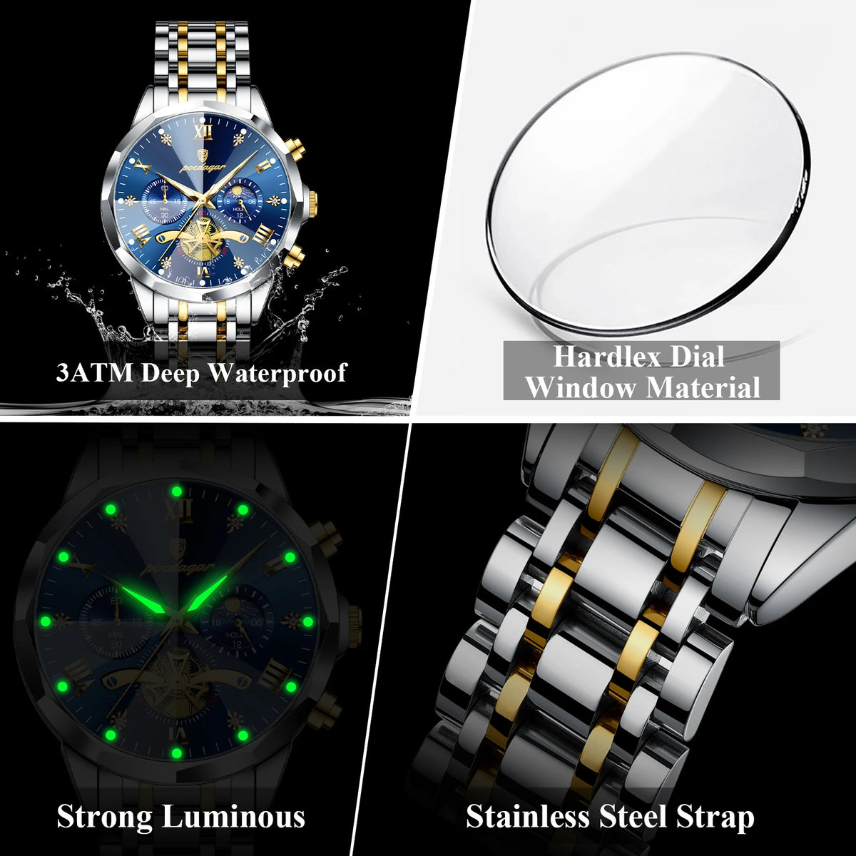Elevate Your Style with the Luxury Men's Waterproof Chronograph Watch Featuring a Luminous Dial and Durable Stainless Steel Design