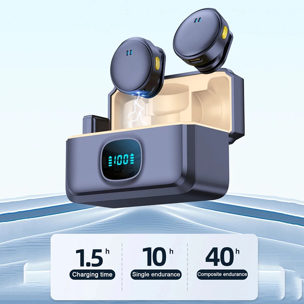Micrófono Lavalier micrófono inalámbrico de 2,4 GHz micrófono de succión magnética con estuche de carga para grabación de vídeo Plug and Play Tu tienda rápida