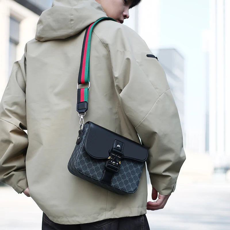 Fashionable Jacquard Pattern Men's Crossbody Bag High-End Casual Shoulder Bag for Commuting Business Waterproof Daily Sling Bag Dropshipman