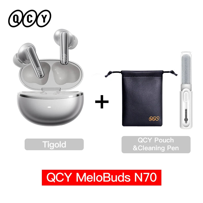 QCY MeloBuds N70 ANC Auriculares inalámbricos Bluetooth 6.0 con cancelación de ruido adaptativa, audio LDAC de alta resolución, 6 micrófonos, 50 horas de reproducción, carga inalámbrica, detección intraaural Tu tienda rápida