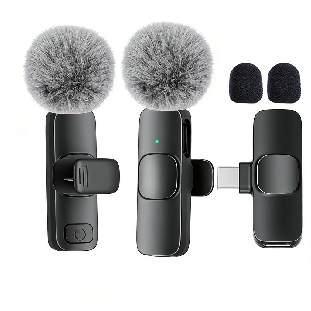 Micrófono Lavalier Inalámbrico Profesional con Puerto Tipo-C para Teléfonos Inteligentes, Computadoras, Tabletas, Conexión Plug and Play Tu tienda rápida
