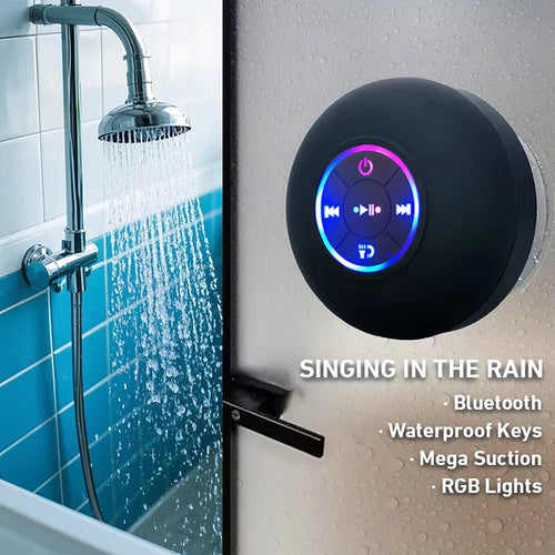 Altavoz portátil inalámbrico con Bluetooth, luz LED IPX4, resistente al agua, para exteriores, baño, ventosa grande, caja de sonido estéreo Tu tienda rápida