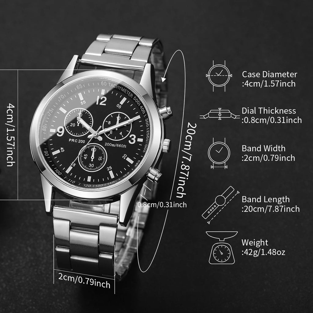Reloj de cuarzo de negocios para Hombre a la moda, Reloj de pulsera con correa plateada de lujo, Reloj para Hombre (sin caja) Tu tienda rápida