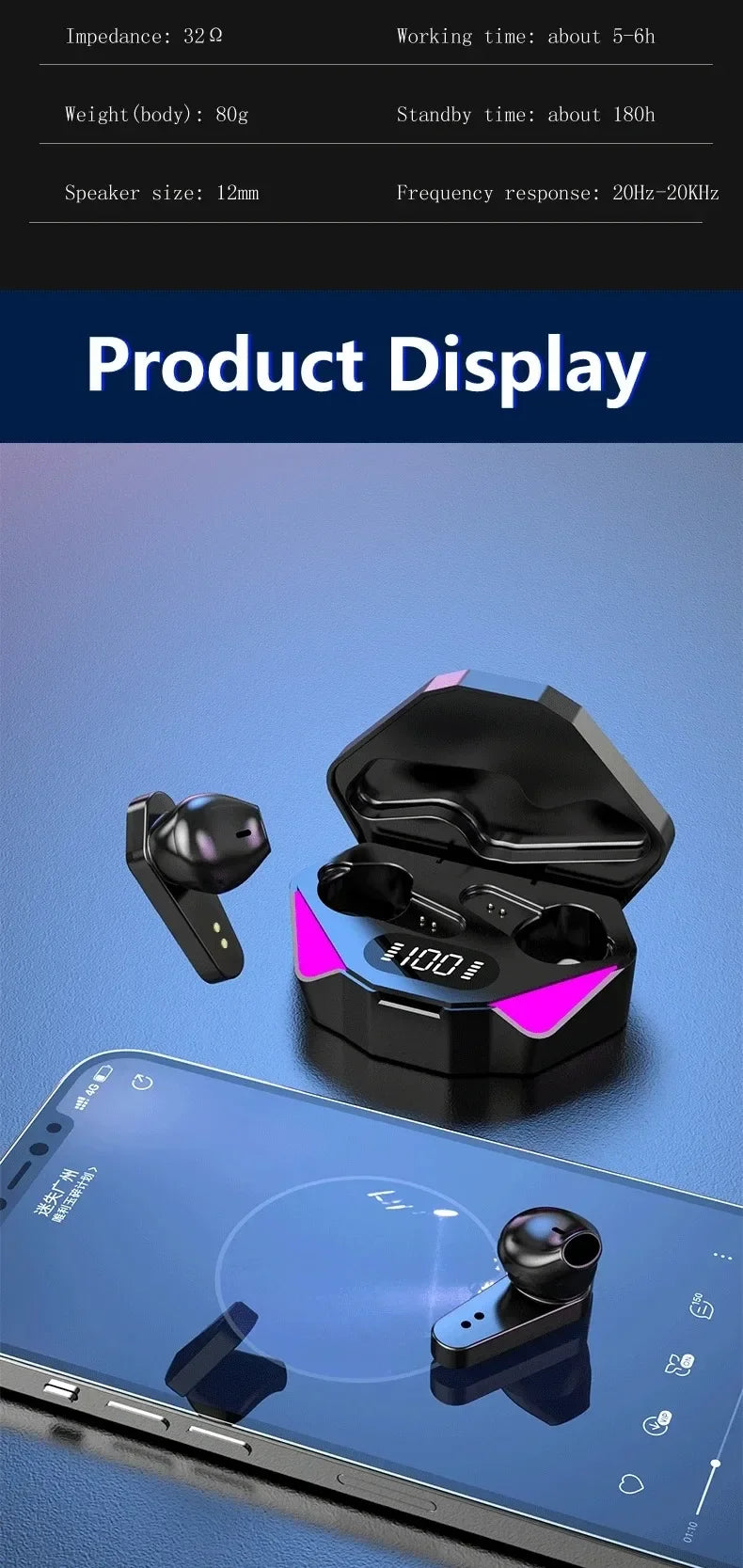 Auriculares inalámbricos Bluetooth TWS con pantalla LED, auriculares para jugadores con micrófono, auriculares inalámbricos con cancelación de ruido, auriculares Bluetooth X15 Tu tienda rápida
