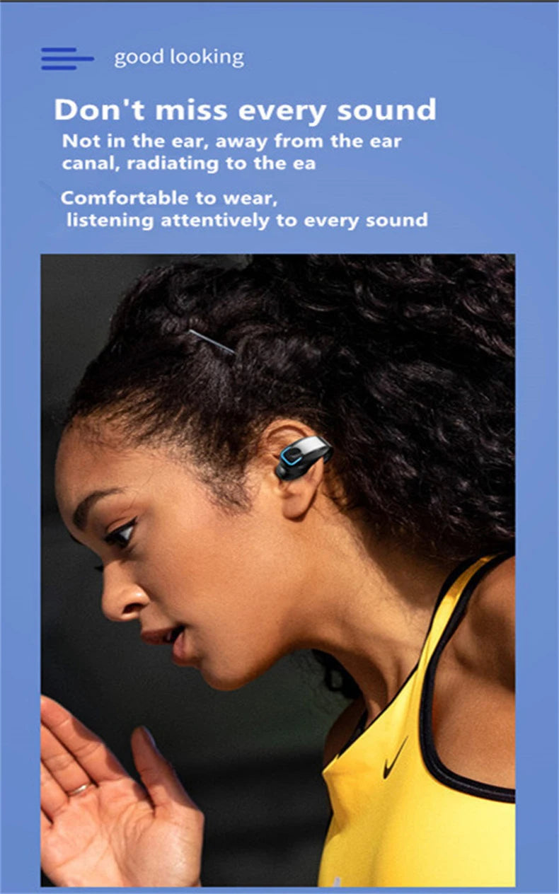 Auriculares Inalámbricos Bluetooth con Clip para la Oreja, Auriculares de Conducción Ósea de Alta Calidad, Auriculares Deportivos TWS con Cancelación de Ruido y Micrófono Tu tienda rápida