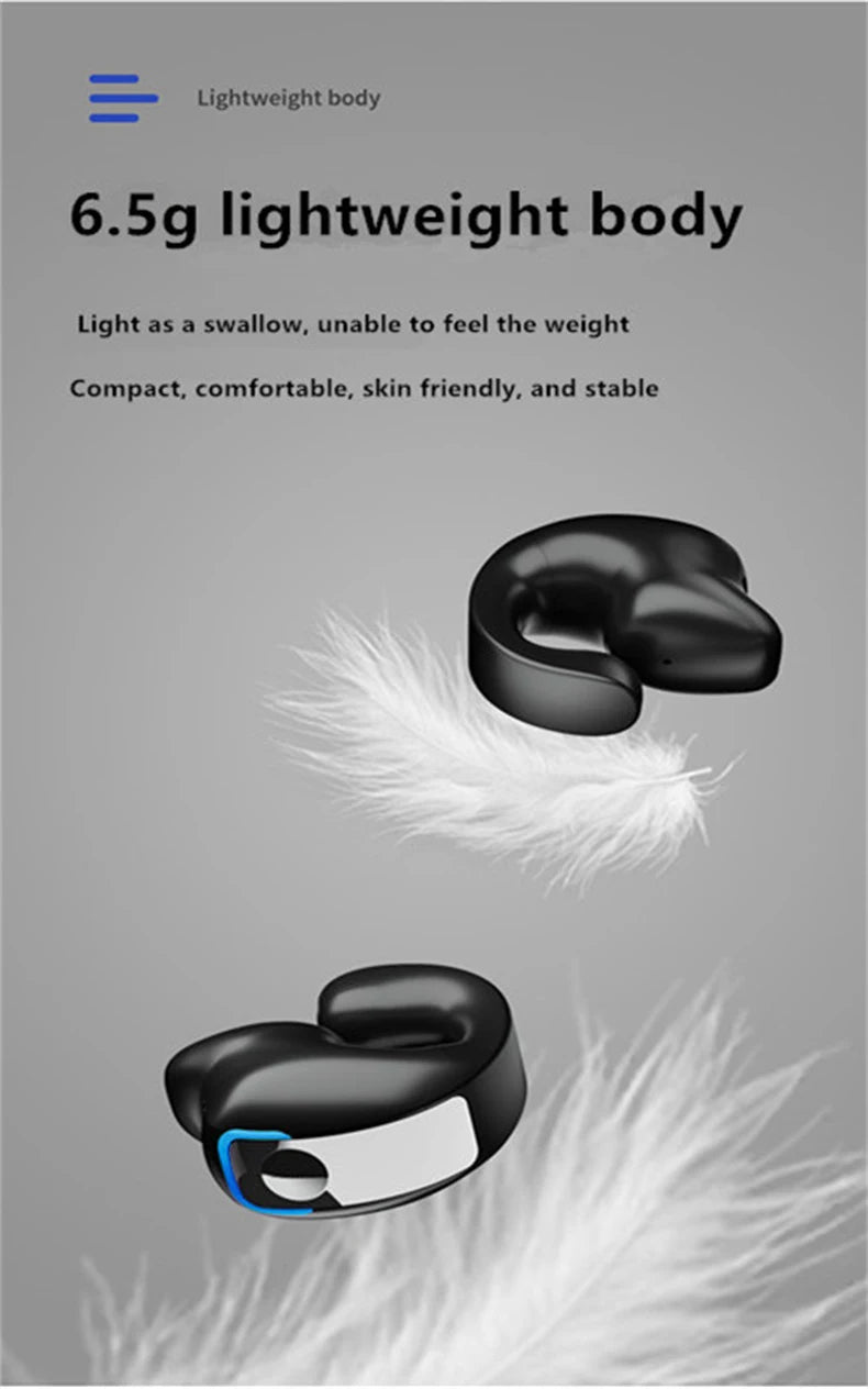 Auriculares Inalámbricos Bluetooth con Clip para la Oreja, Auriculares de Conducción Ósea de Alta Calidad, Auriculares Deportivos TWS con Cancelación de Ruido y Micrófono Tu tienda rápida