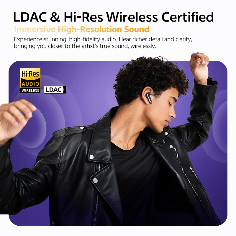 QCY MeloBuds N70 ANC Auriculares inalámbricos Bluetooth 6.0 con cancelación de ruido adaptativa, audio LDAC de alta resolución, 6 micrófonos, 50 horas de reproducción, carga inalámbrica, detección intraaural Tu tienda rápida