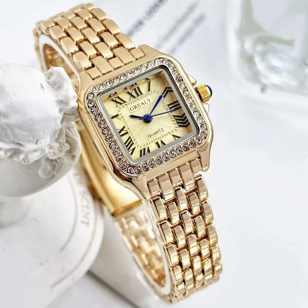 Relojes de lujo con diamantes de imitación para Mujer, Reloj de pulsera cuadrado de cuarzo a la moda, Reloj sencillo para Mujer Tu tienda rápida