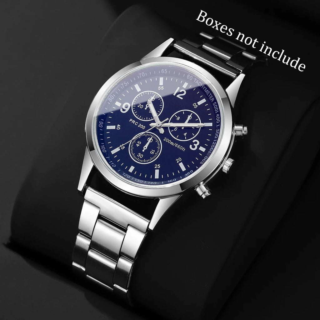 Reloj de cuarzo de negocios para Hombre a la moda, Reloj de pulsera con correa plateada de lujo, Reloj para Hombre (sin caja) Tu tienda rápida