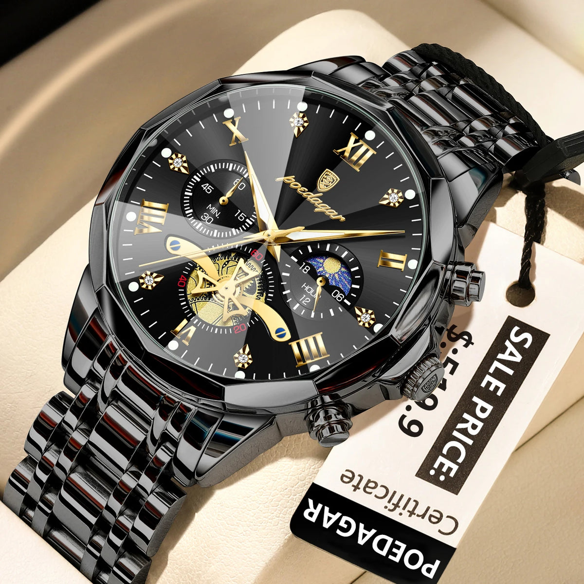Elevate Your Style with the Luxury Men's Waterproof Chronograph Watch Featuring a Luminous Dial and Durable Stainless Steel Design