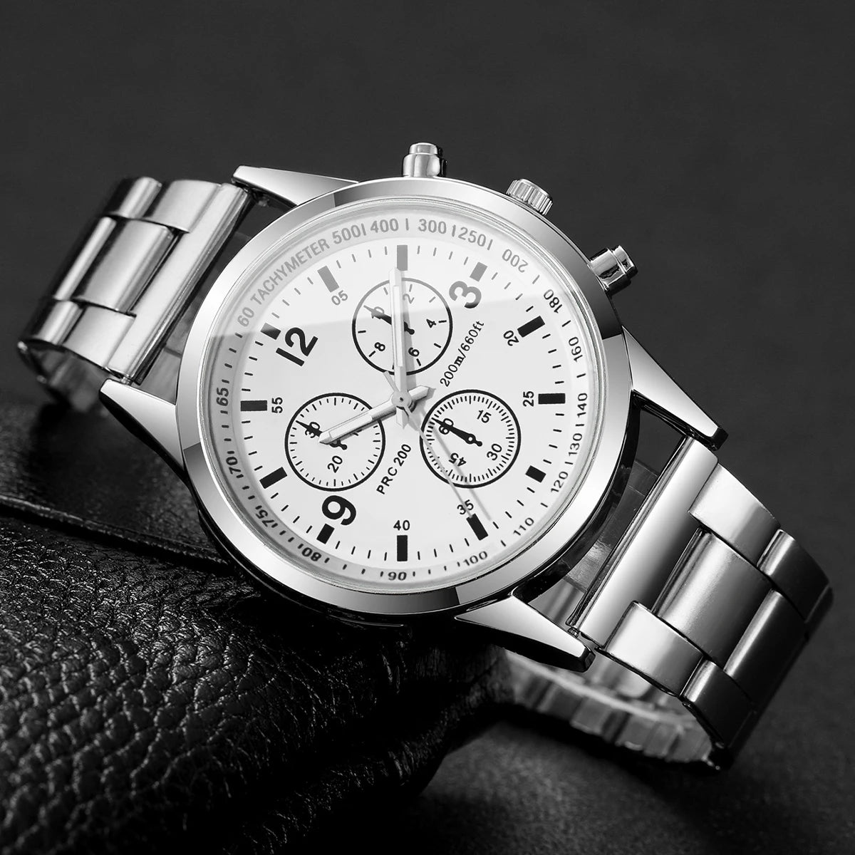 Reloj de cuarzo de negocios para Hombre a la moda, Reloj de pulsera con correa plateada de lujo, Reloj para Hombre (sin caja) Tu tienda rápida
