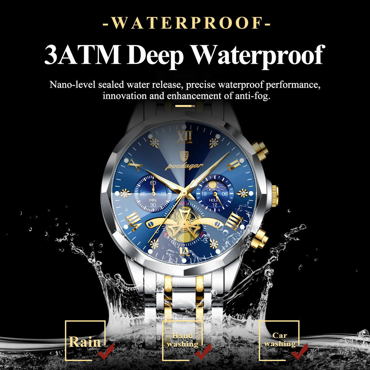Elevate Your Style with the Luxury Men's Waterproof Chronograph Watch Featuring a Luminous Dial and Durable Stainless Steel Design