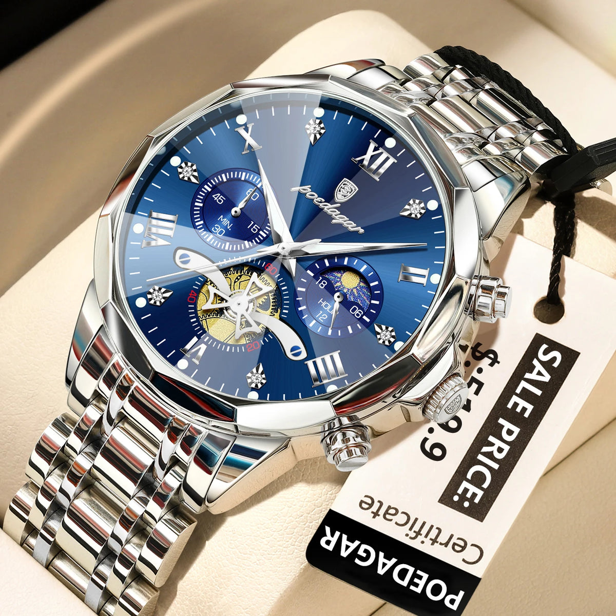Elevate Your Style with the Luxury Men's Waterproof Chronograph Watch Featuring a Luminous Dial and Durable Stainless Steel Design