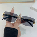1 unidad de gafas de sol a la moda para hombres y mujeres, gafas de sol rectangulares sin marco personalizadas para la vida diaria, gafas de sol vintage para hombre Tu tienda rápida